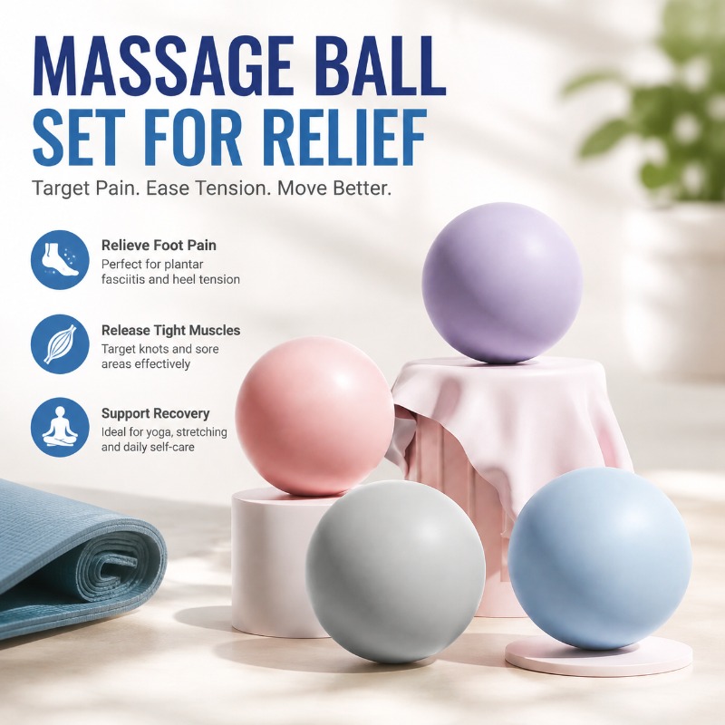 Pilates Yoga Roller - Silikon Fitness Fasya Topu, Düz Masaj