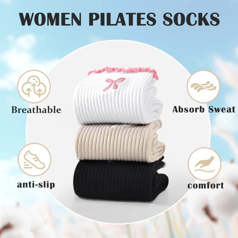 Pilates Is Yoga - Profesyonel Yoga Çorapları, Pamuklu Kayışlı Silikon