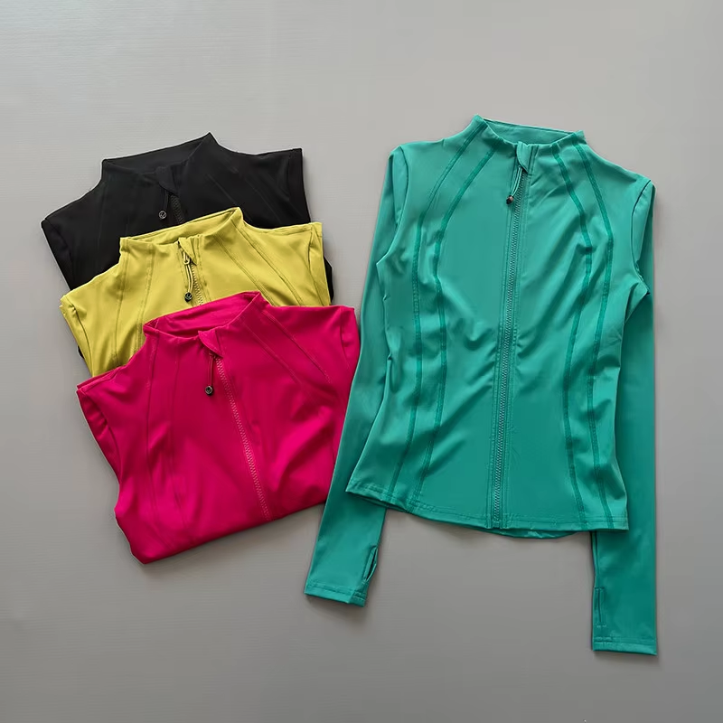 Pilates Yoga Jacket - Kadınlar İçin Tam Fermuarlı Uzun Kollu